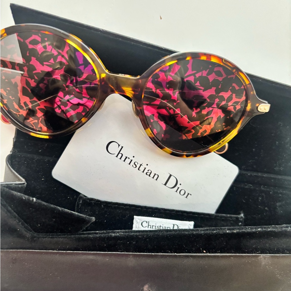 CHRISTIAN DIOR UMBRAGE Mirrored Foliage Round Sunglasses Resortwear 52mm